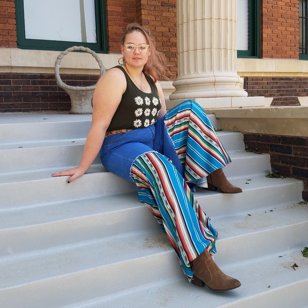 Lucky and Blessed L&B Teal Serape Plus Size Jeans - Picture 7 of 15